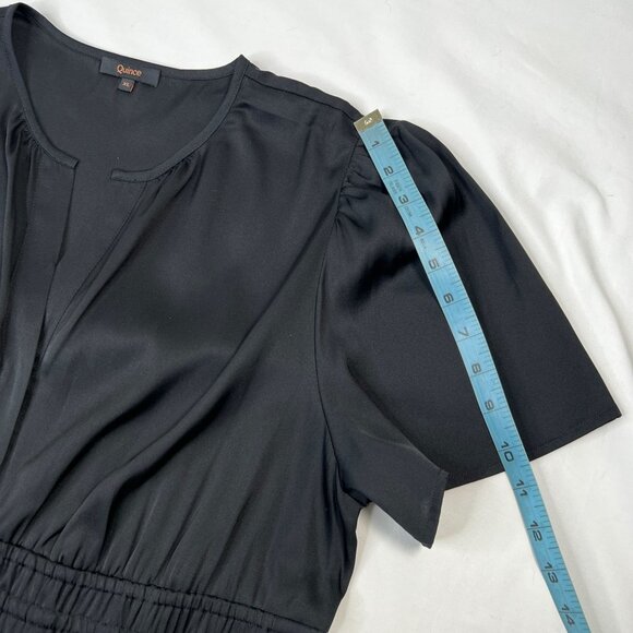 Quince Washable Stretch Silk Tiered Maxi Dress Short Sleeve Black XL - Picture 12 of 15